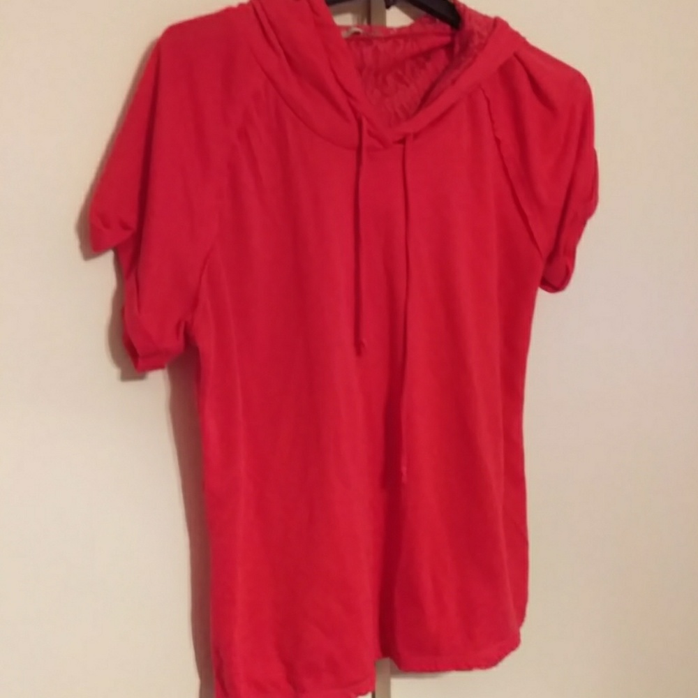 Hooded Short Sleeve Lace Top